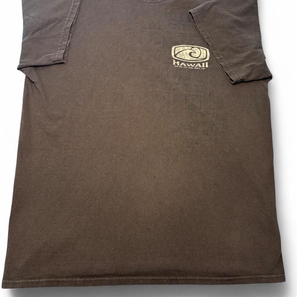 Distressed Brown Hawaiian Performance Surfwear Wave Tee Earthy Aesthetic Large